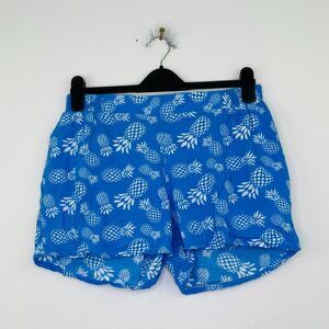 Kavu Women's Small Shorts Blue Pineapple Print Lightweight Loose Fit Flaw BG7